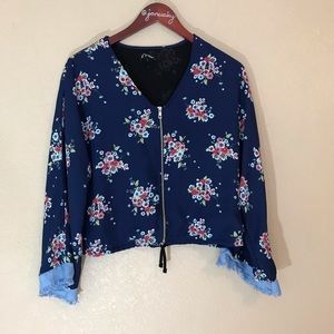 Art class xl girls sized jacket blue floral print